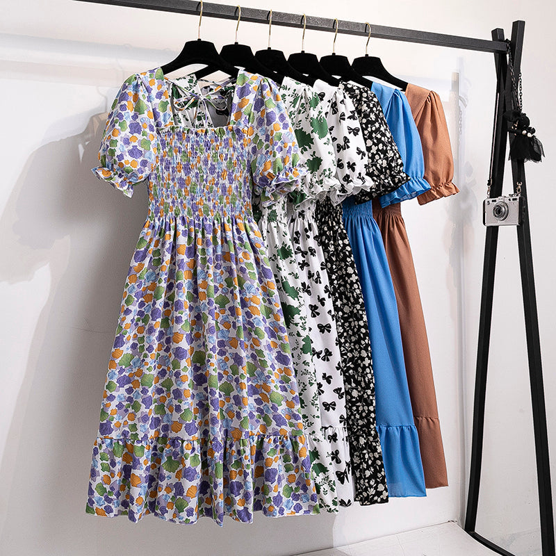 Backless Chiffon Pleated Midi Dress With Elastic Waist