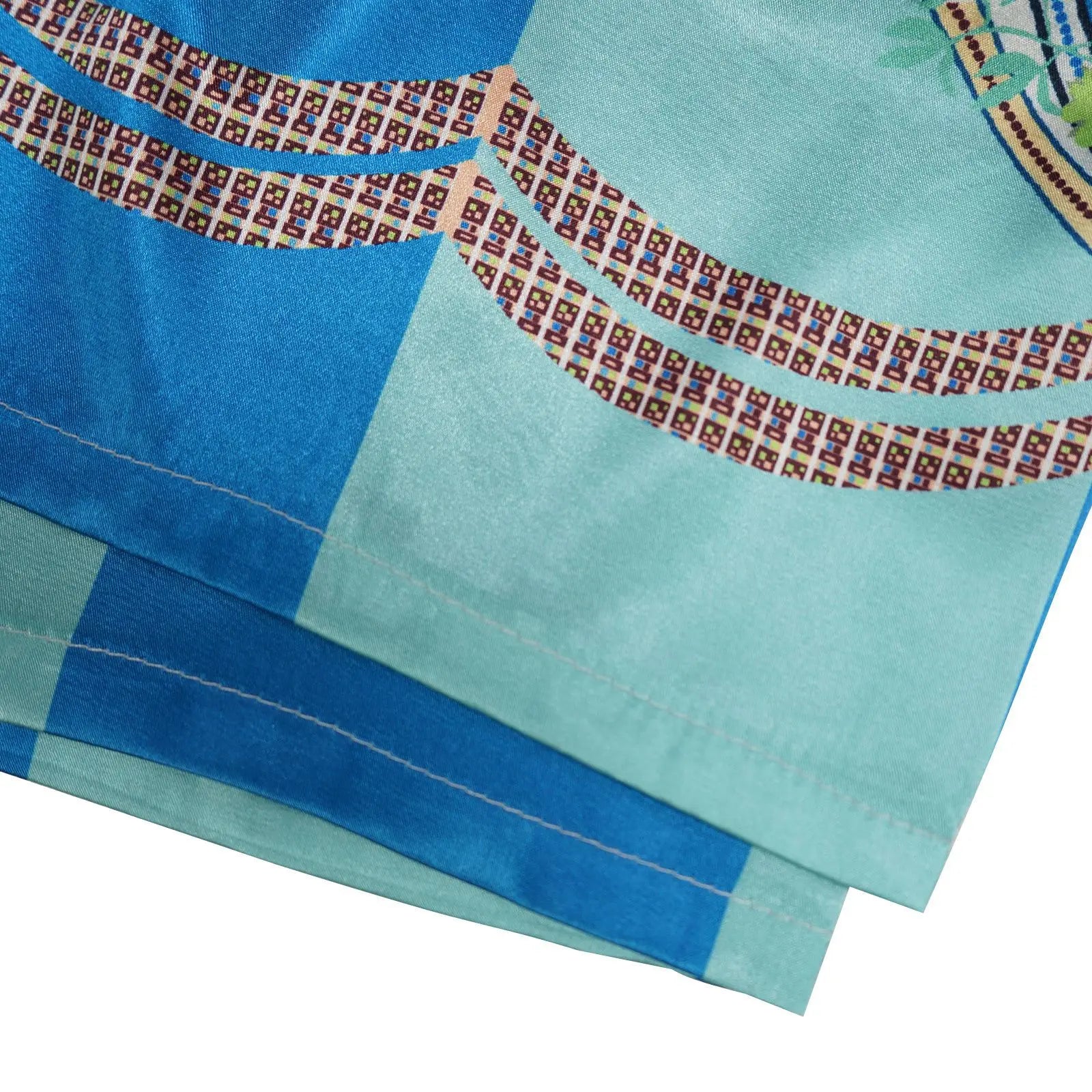 Women's Imitation Silk Printed Two Piece Set with Lace-Up Long Sleeve Top and Wide-Leg Pants for Casual Street Style