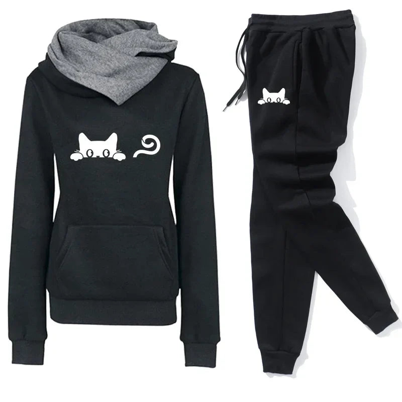 Casual Women's Long Sleeve Tracksuit Hoodie and Sweatpants Set Comfortable Single Piece Jogging Sportswear for Outdoor and Daily Wear