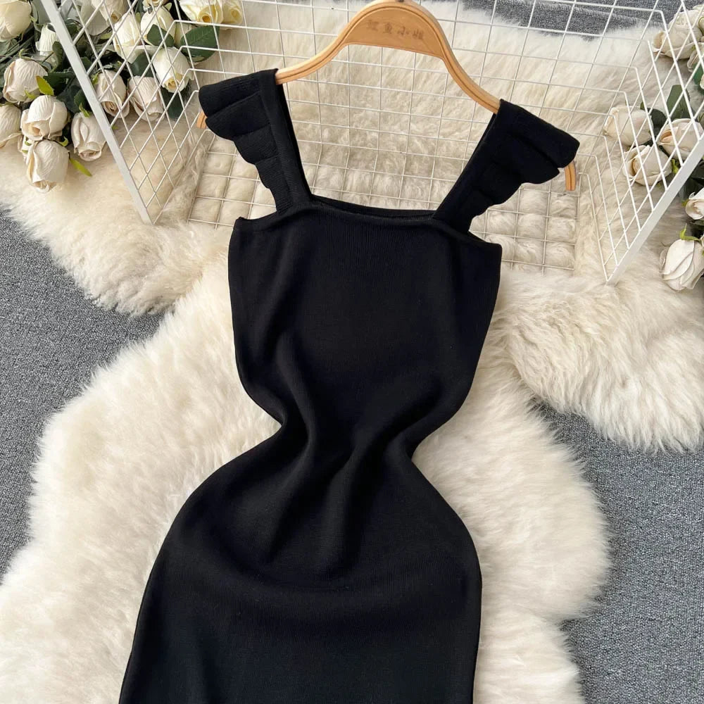 Sleeveless Wrap Midi Dress Hollow Split For Summer Beach