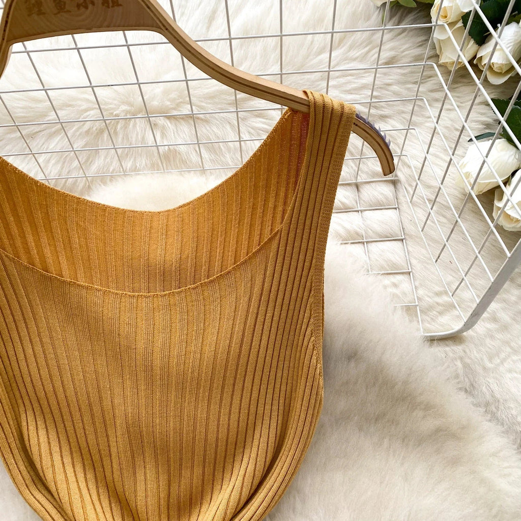 Knit Maxi Dress Women Sleeveless O Neck Bodycon Solid