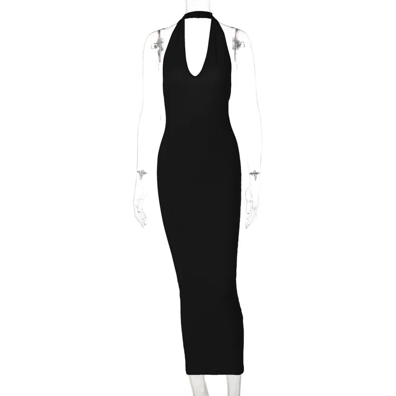Backless V Neck Bodycon Maxi Dress Sleeveless Summer Women