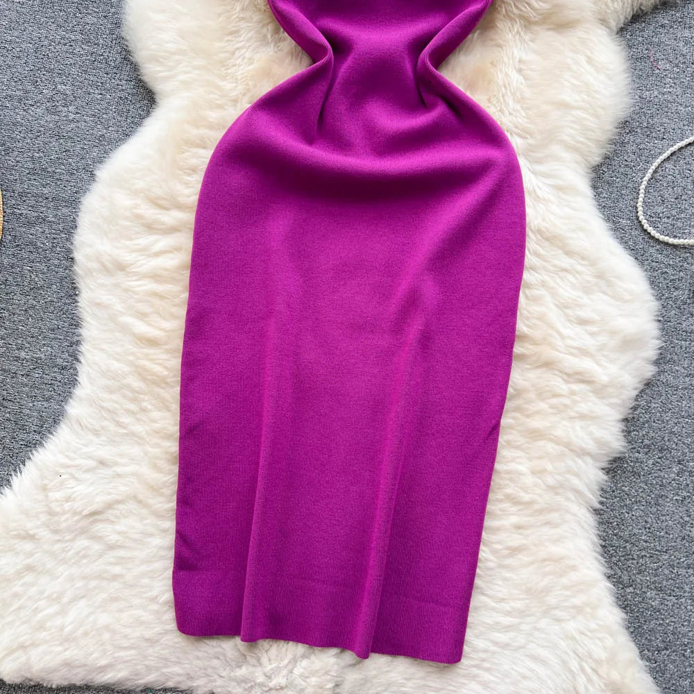 Pearl Design Knitted Bodycon Dress For Party And Streetwear