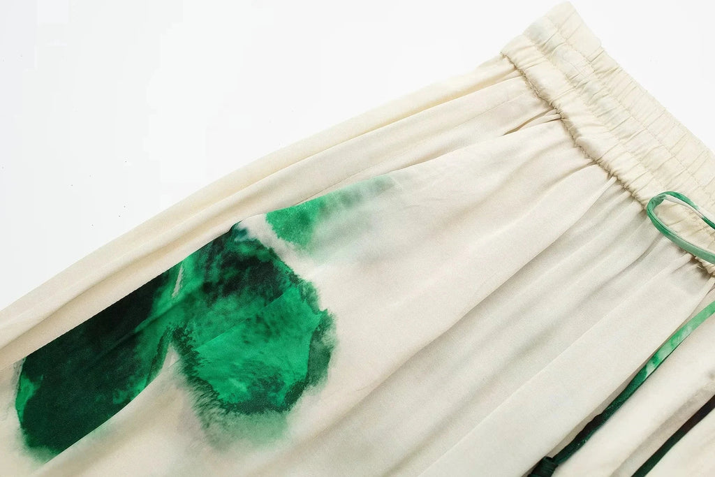 Elegant Floral Print Two-Piece Suit for Women Long Sleeve Lapel Blouse and Drawstring Wide Leg Pants Casual Summer Outfit