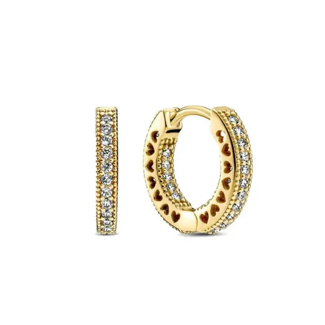 925 Silver Hoop Infinite Love Earrings with Blue Flower and White Stone Heart Pendant for Women Jewelry