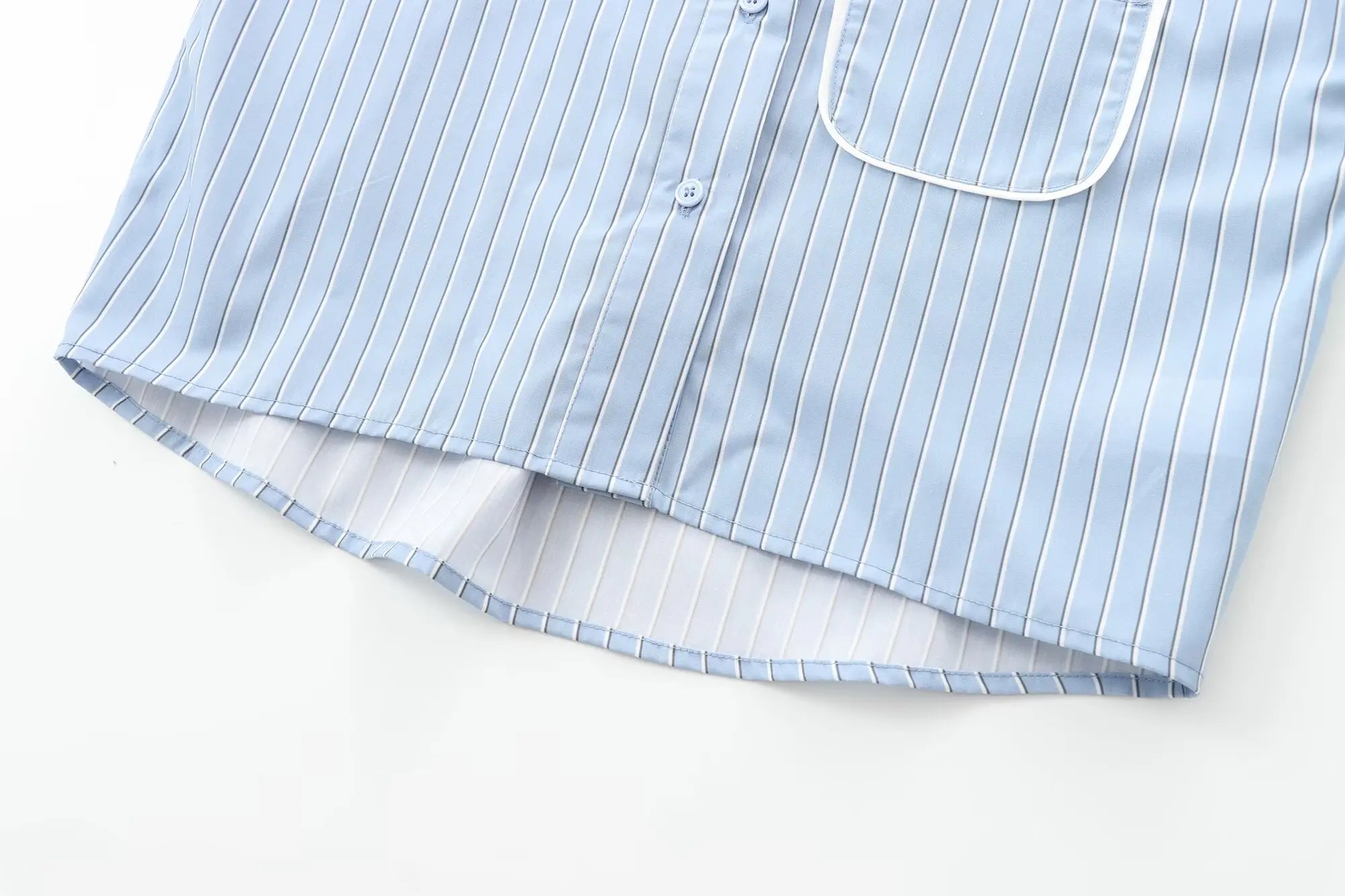 Women's Casual Striped Long Sleeve Short Shirt Simple Versatile Fashion Top