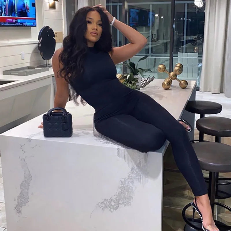 Slim Sleeveless Pencil Jumpsuit for Women Casual Fitness All Season Sporty Playsuit Activewear One Piece Clothing