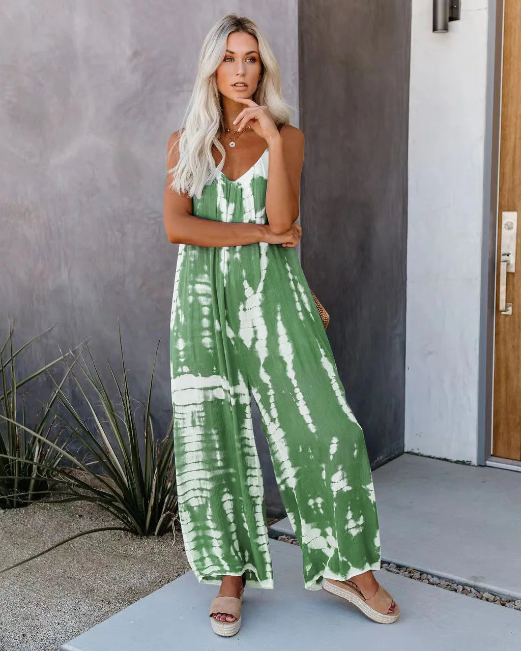 Women's Sexy Suspender Jumpsuit with Wide Leg Pants Elegant Chic Sleeveless Romper