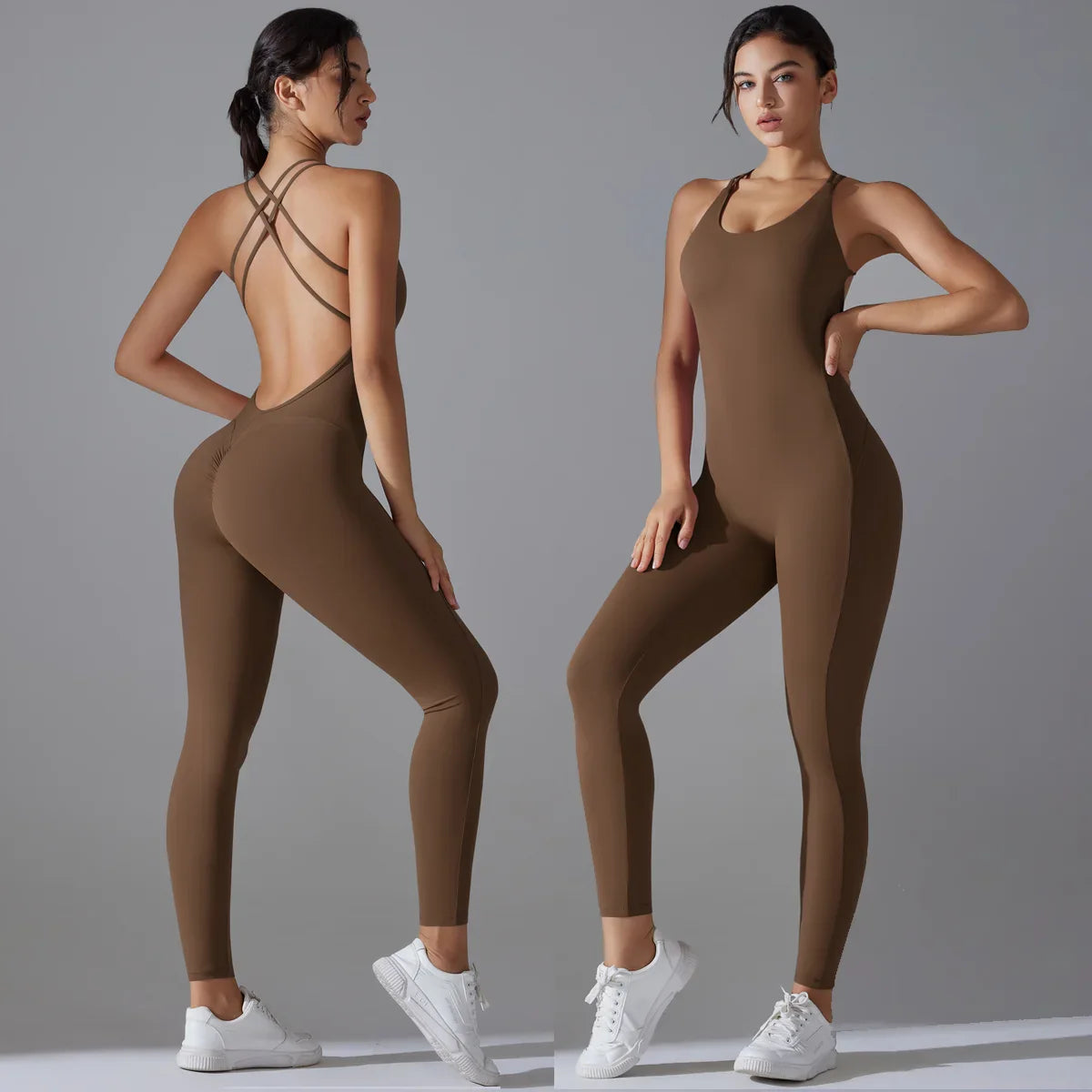 Backless Bodycon Scrunch Jumpsuit for Women with Push Up Design Perfect for Dance and Fitness Sleeveless Yoga Sport Overall