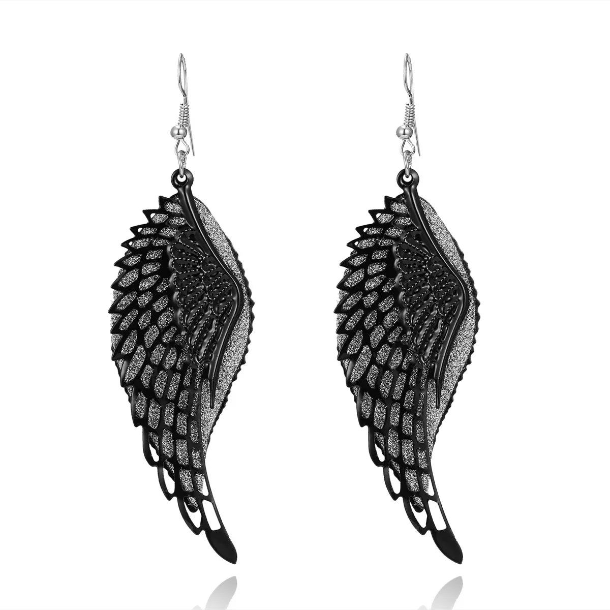 Vintage Punk Black Flower Drop Earrings for Women Gothic Butterfly Heart Wings Jewelry