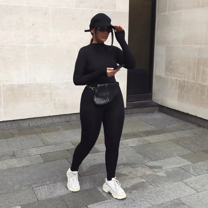 Womens Long Sleeve Bodycon Jumpsuit Streetwear Romper
