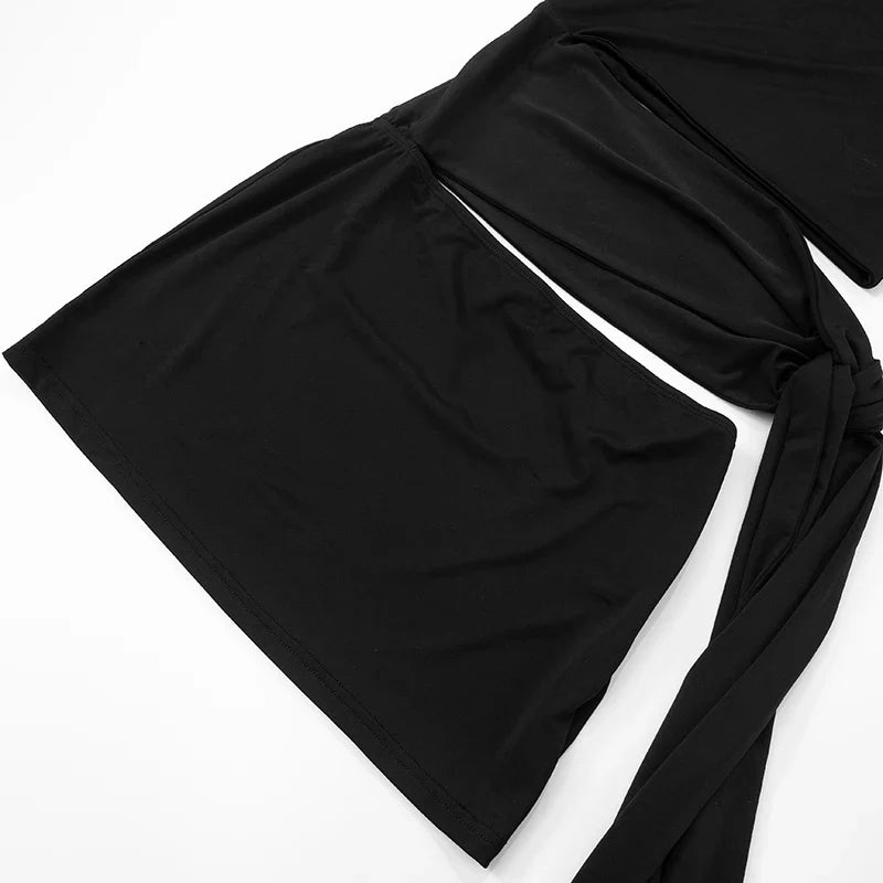 Strapless Hollow Out Short Summer Dress With Oblique Collar