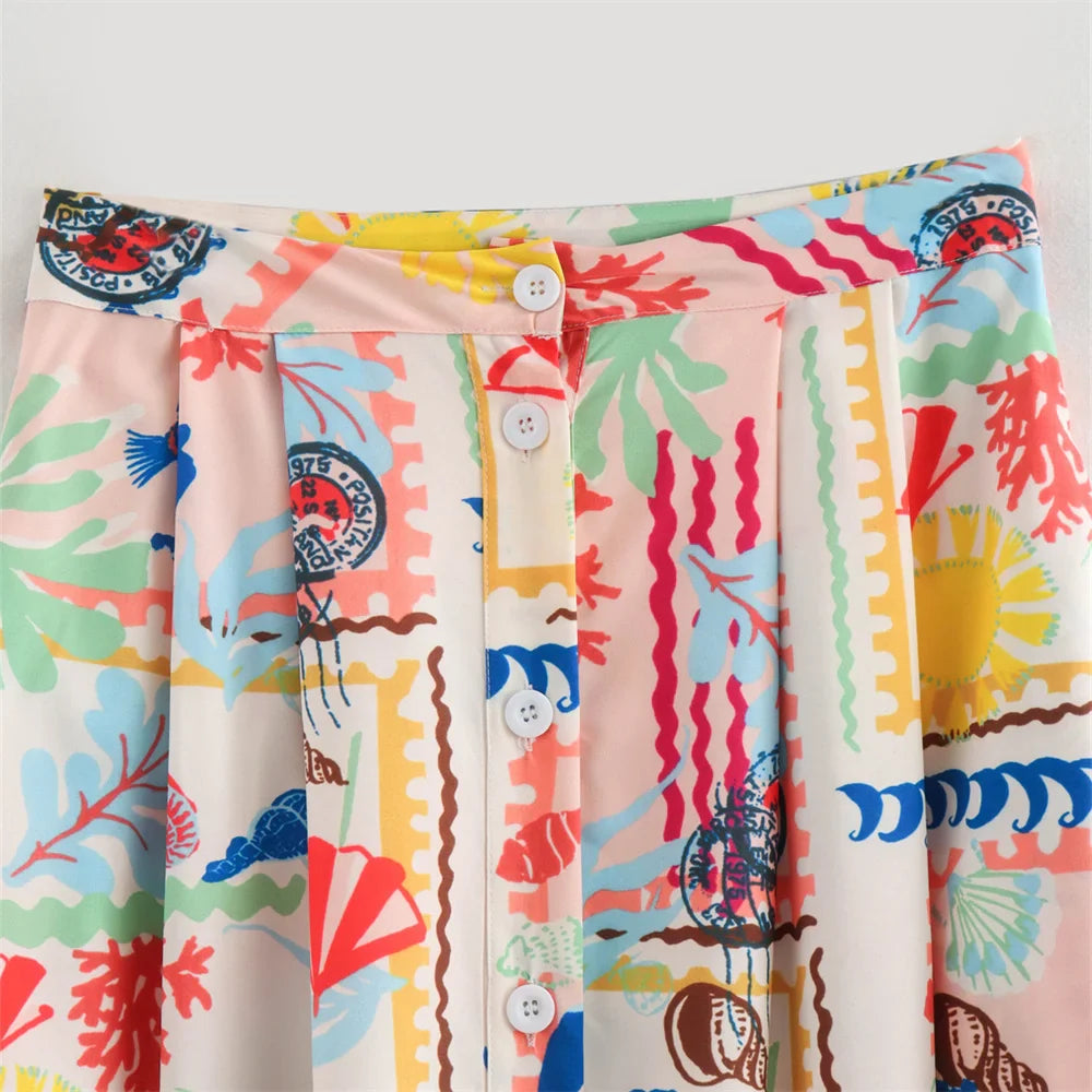 Chic Women's Summer Two-Piece Set Dopamine Style Half-Length Skirt and Matching Top Fashion Ensemble