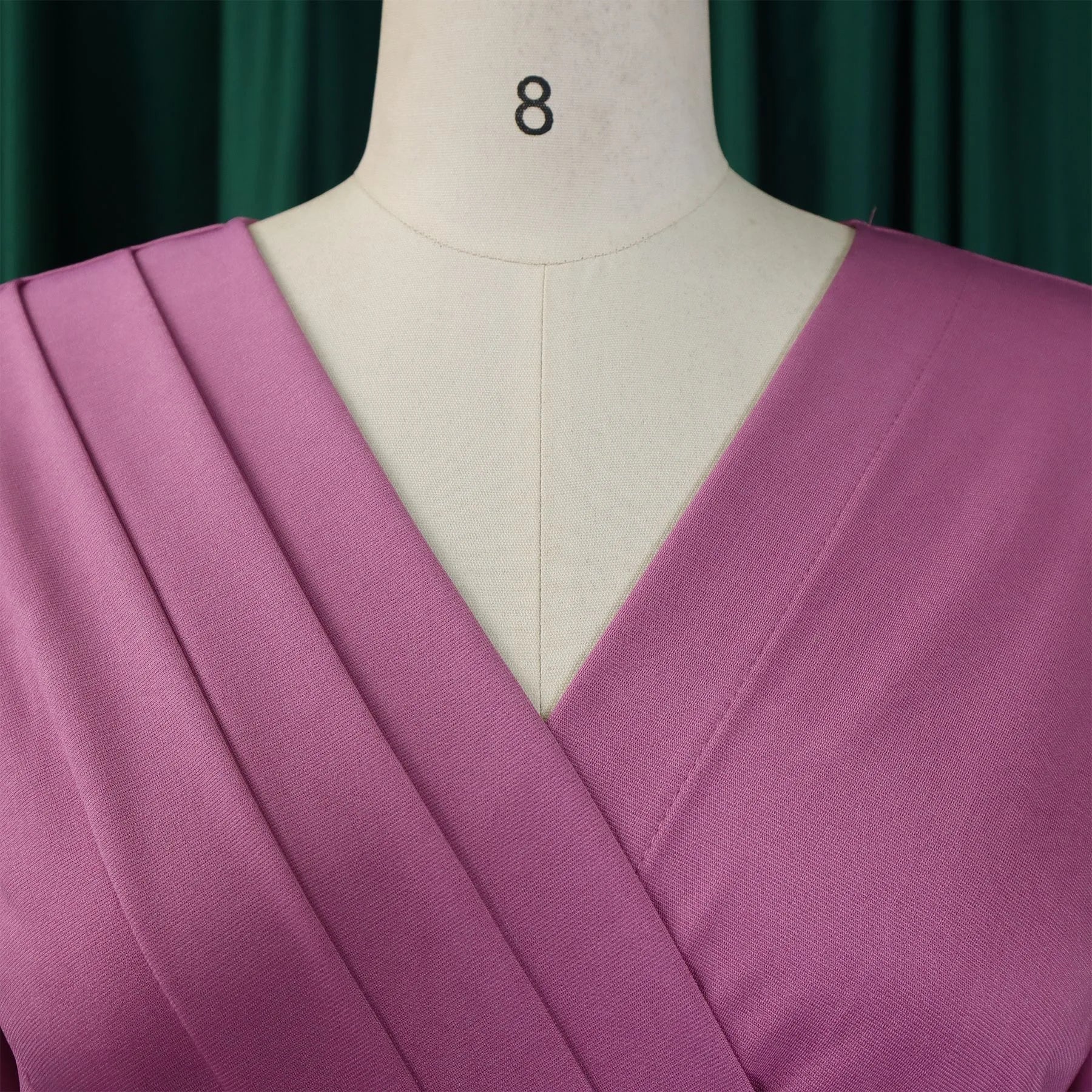 V Neck Office Dress For Women Belted Pleated Mid Calf