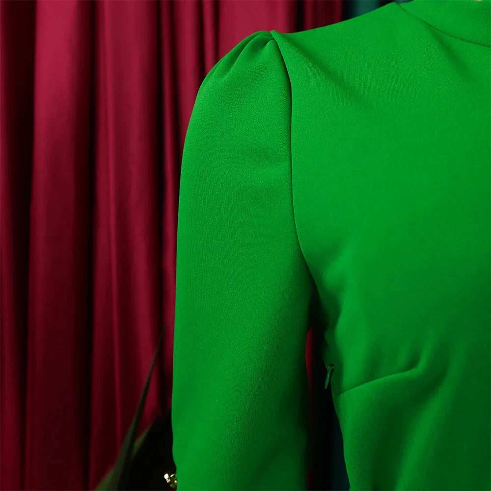 Elegant Pleated Dress for Women Formal Half Sleeve Belted