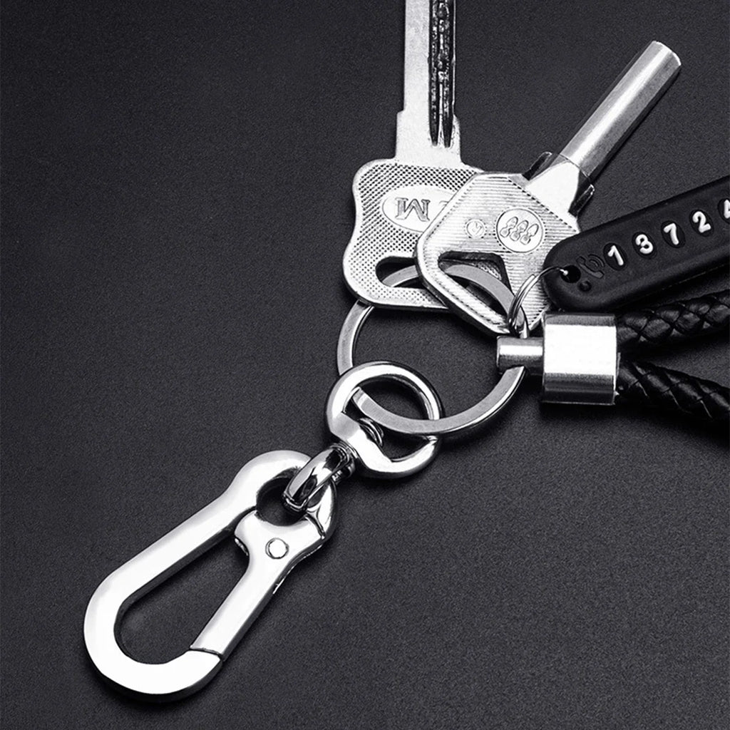 Trendy DIY Mobile Phone Number Plate Keychain for Men with Woven Leather Rope and Anti-Lost Design