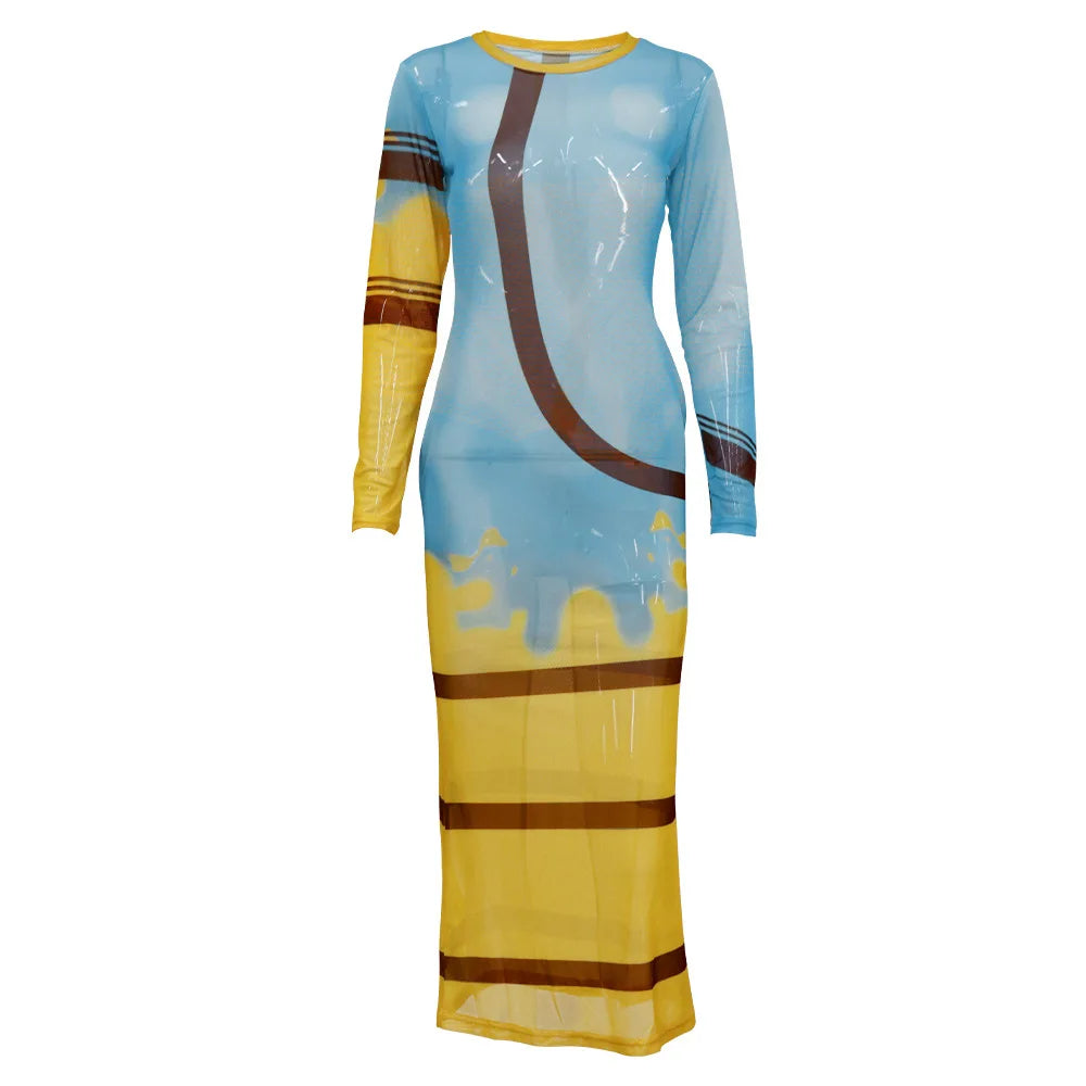 Plus Size Sheer Gauze Dress See Through Beach Cover Up