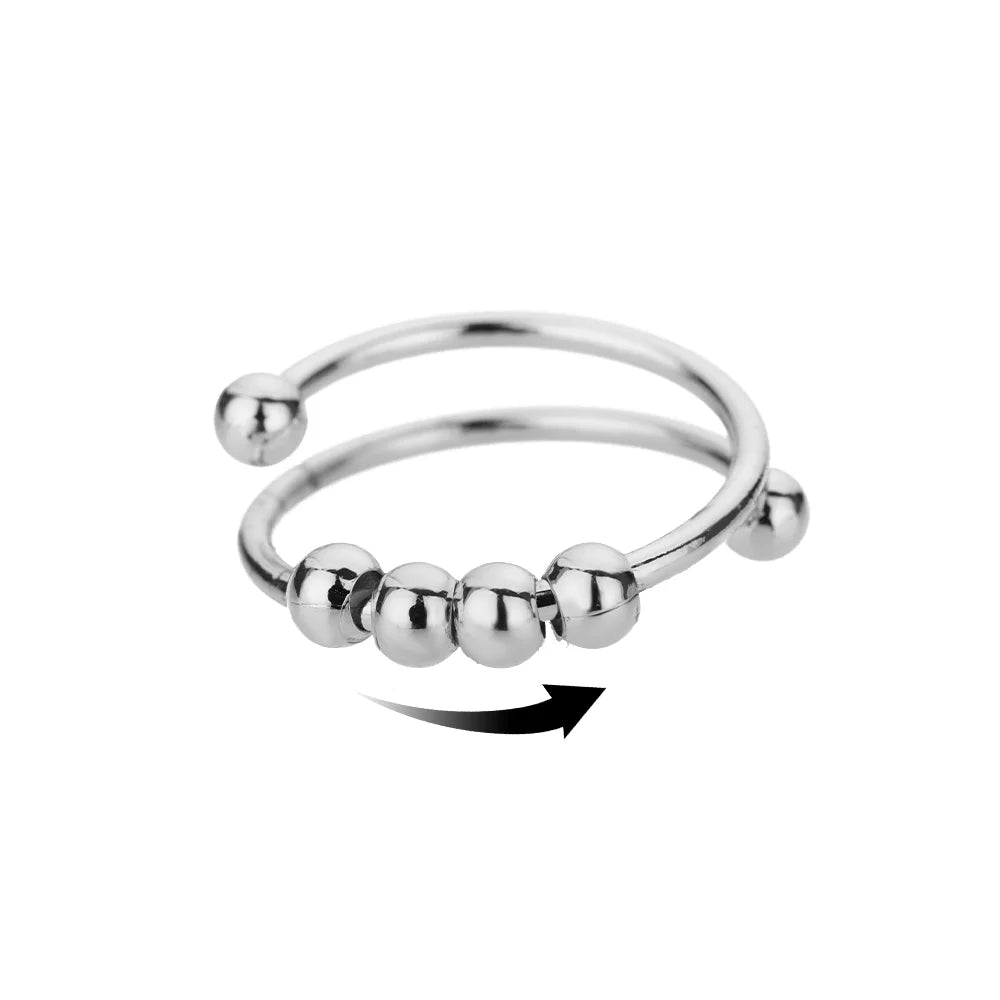 Anti Stress Fidget Rings for Women Stainless Steel Spinner Sunflower Star Ring Trendy Jewelry Gift