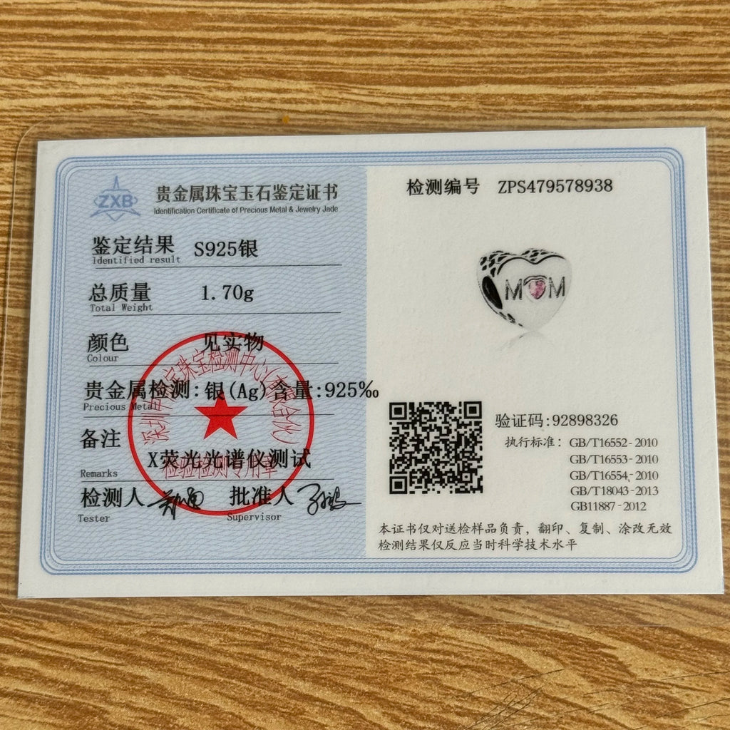 925 Sterling Silver Family Tree Heart Pendant Beads for DIY Bracelets