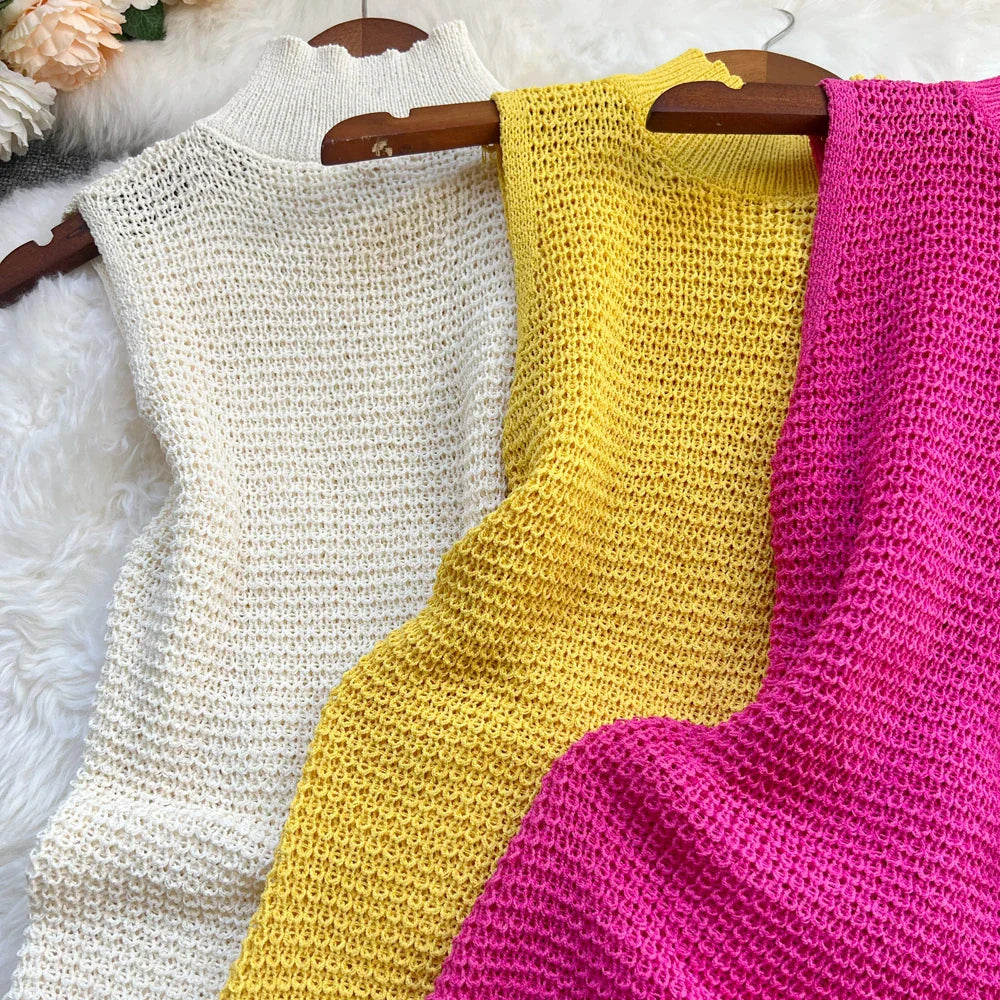 See Through Crochet Knit Dress For Women Beach Party Wear