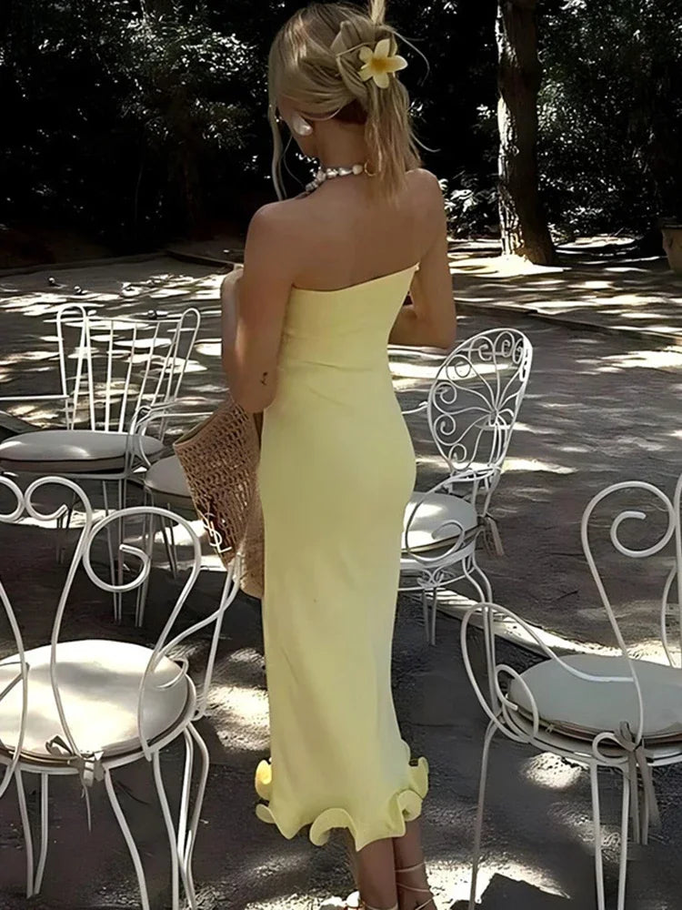 Sexy Tube Top Sleeveless Long Dress For Women Eveningwear