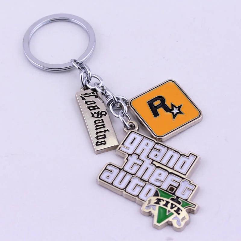 GTA V Keychain Grand Theft Auto 5 Star Pendant Keyring for Men Fashion Jewelry