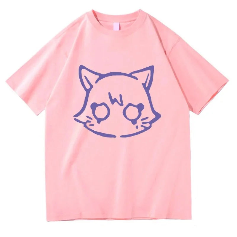 Cute Genshin Impact Scaramouche Cat T Shirt for Men and Women Unisex Cotton Graphic Summer Top