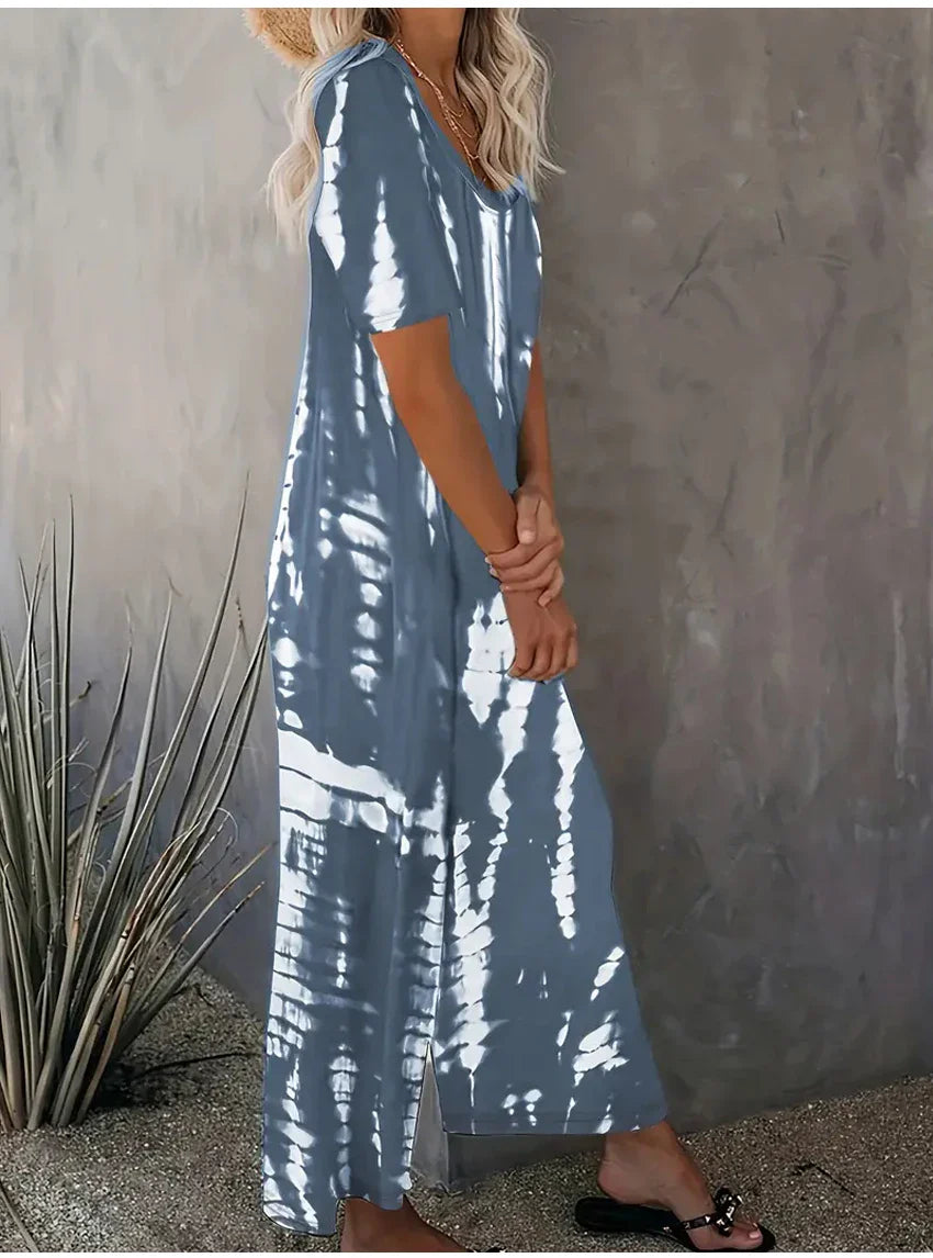 Plus Size Women Summer Jumpsuit Allover Print Wide Leg Short Sleeve Round Neck Relaxed Fit with Pockets Comfortable Casual Outfit