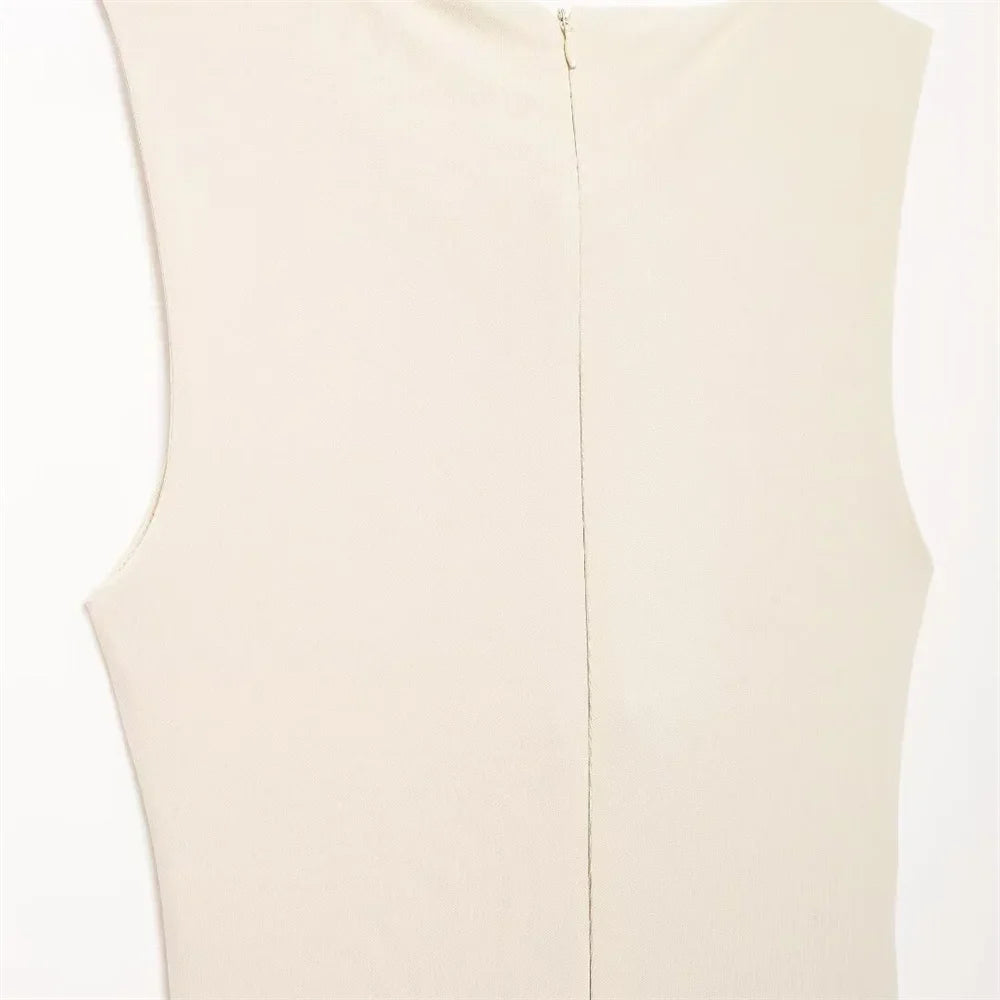 Sleeveless Summer Dress For Women Slimming Round Neck