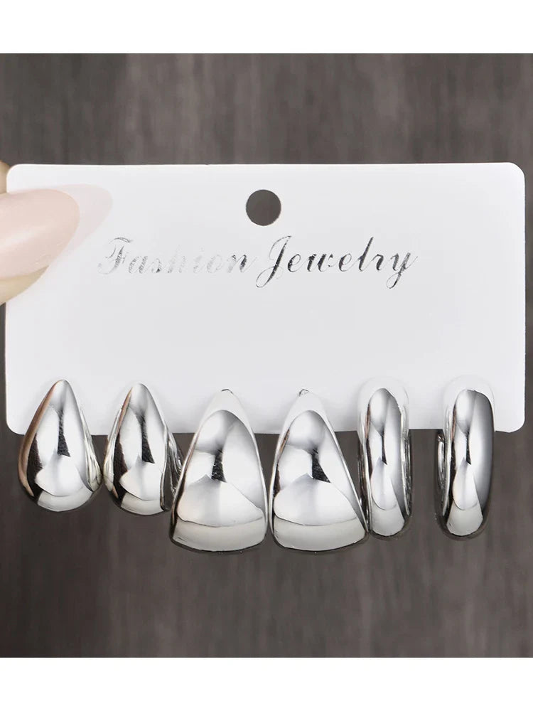 12pcs Set Classic Twist C Shape Tear Drop Design Women's Gold Color Earrings for Daily Wear and Party Outfits