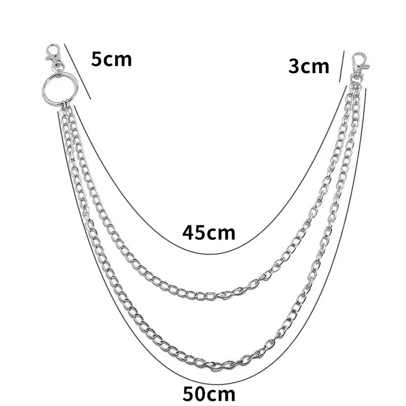 Metal Wallet Chain Keychain for Hip Hop Rock Punk Style Trousers with Hook and Clip Ring