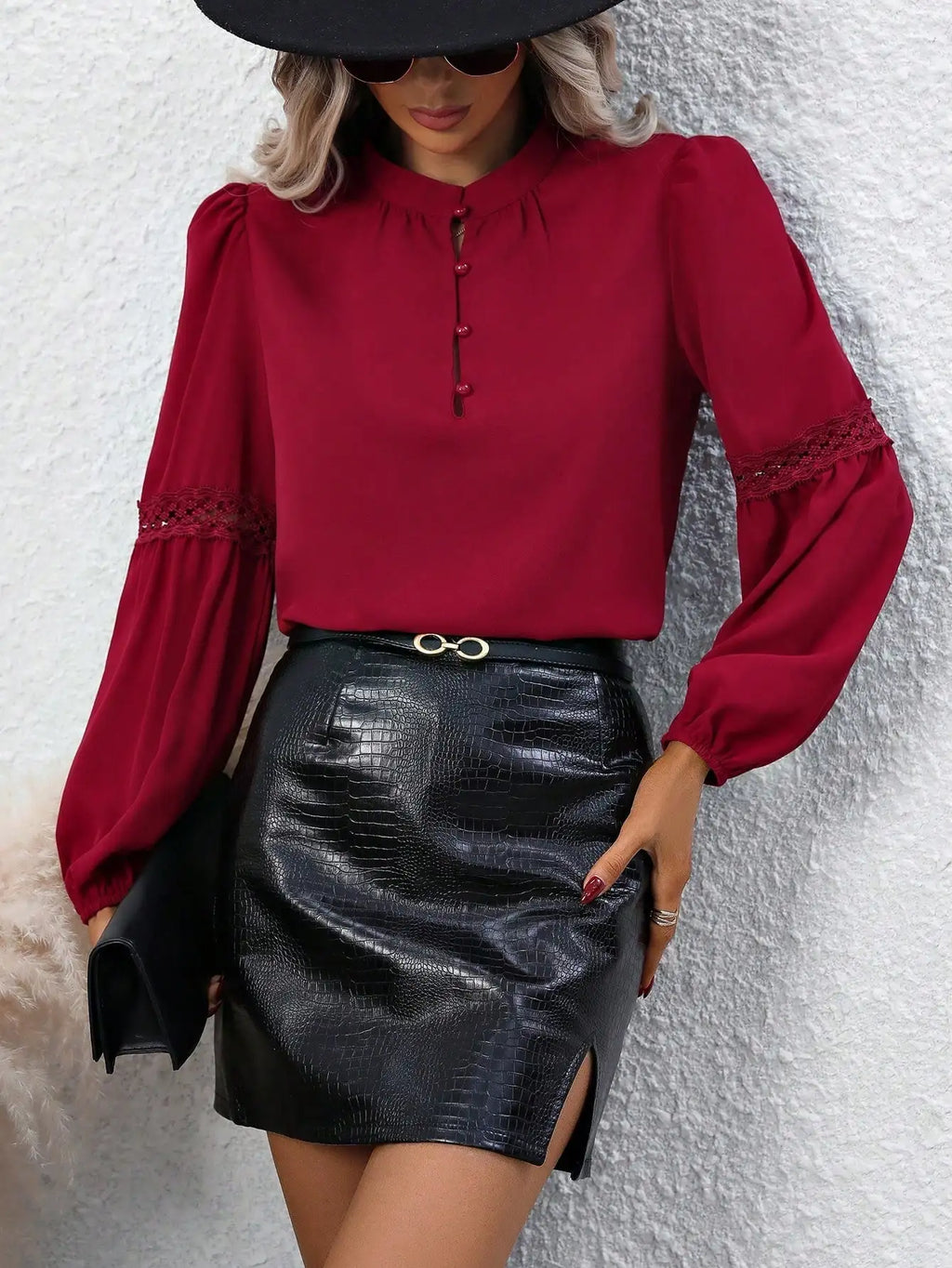 Elegant Small Crew Neck Button Cardigan with Lace Patchwork Long Sleeve Casual Women's Shirt