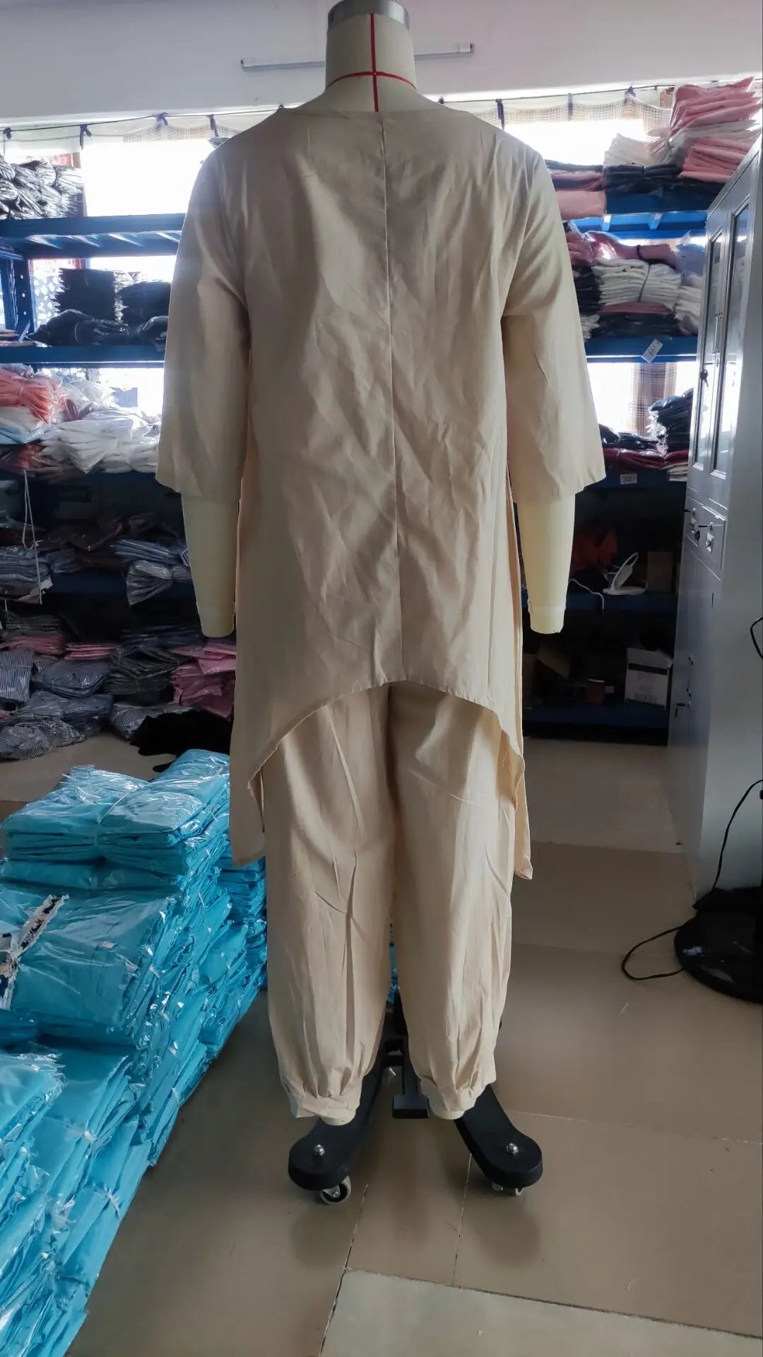 Casual Loose Cotton Linen Top with Irregular Hem and Round Neck Paired with Elegant Loose Leg Pants Two Piece Set