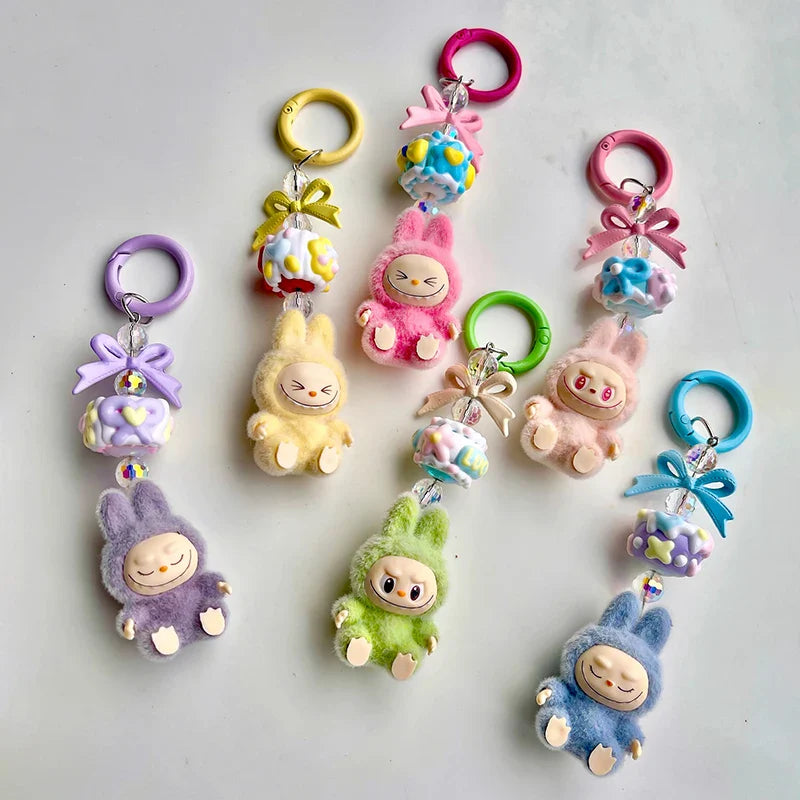 Mini Keychain Cartoon 3D Doll Pendant for Students School Bags and Car Keys