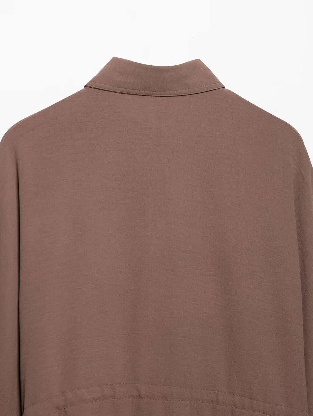 Women Camel Safari Style Flowing Shirt with Drawstring Waist Wide Sleeves and Turn-up Cuffs Casual Blouse for Holiday and Everyday Wear