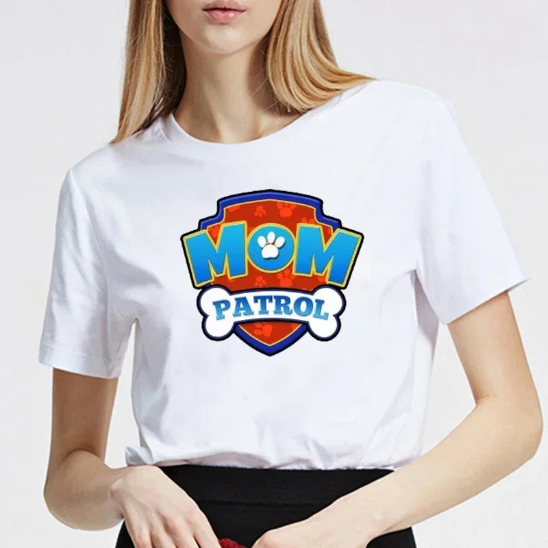 Mom Patrol T-Shirt Plus Size Casual Top for Women Family Birthday Gift and Mother's Day