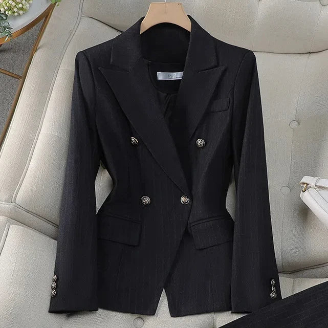 Stylish Women's Blue Blazer for Interviews and Workwear High-End Pant Suit for Career Professionals and College Students Elegant Hotel Manager Jacket