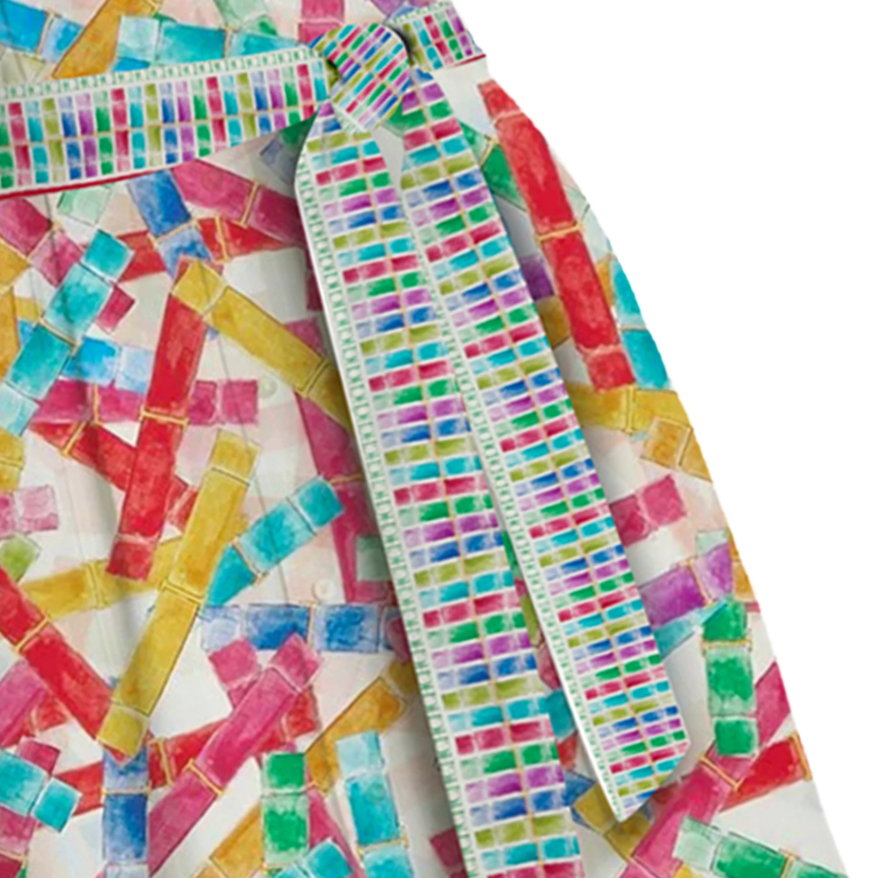 Summer Printed Shirt Dress For Women With Lapel Half Sleeve