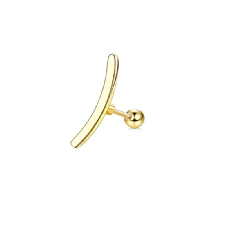 16G Stainless Steel Screw Back Stud Earrings with Cubic Zirconia for Cartilage Conch Helix Ear Piercing