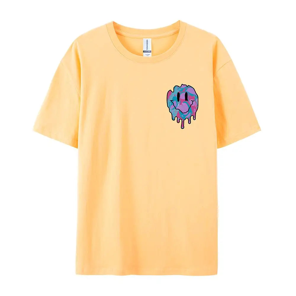 Funny Smile Face Print Cotton T-Shirt for Women Casual Streetwear Tee