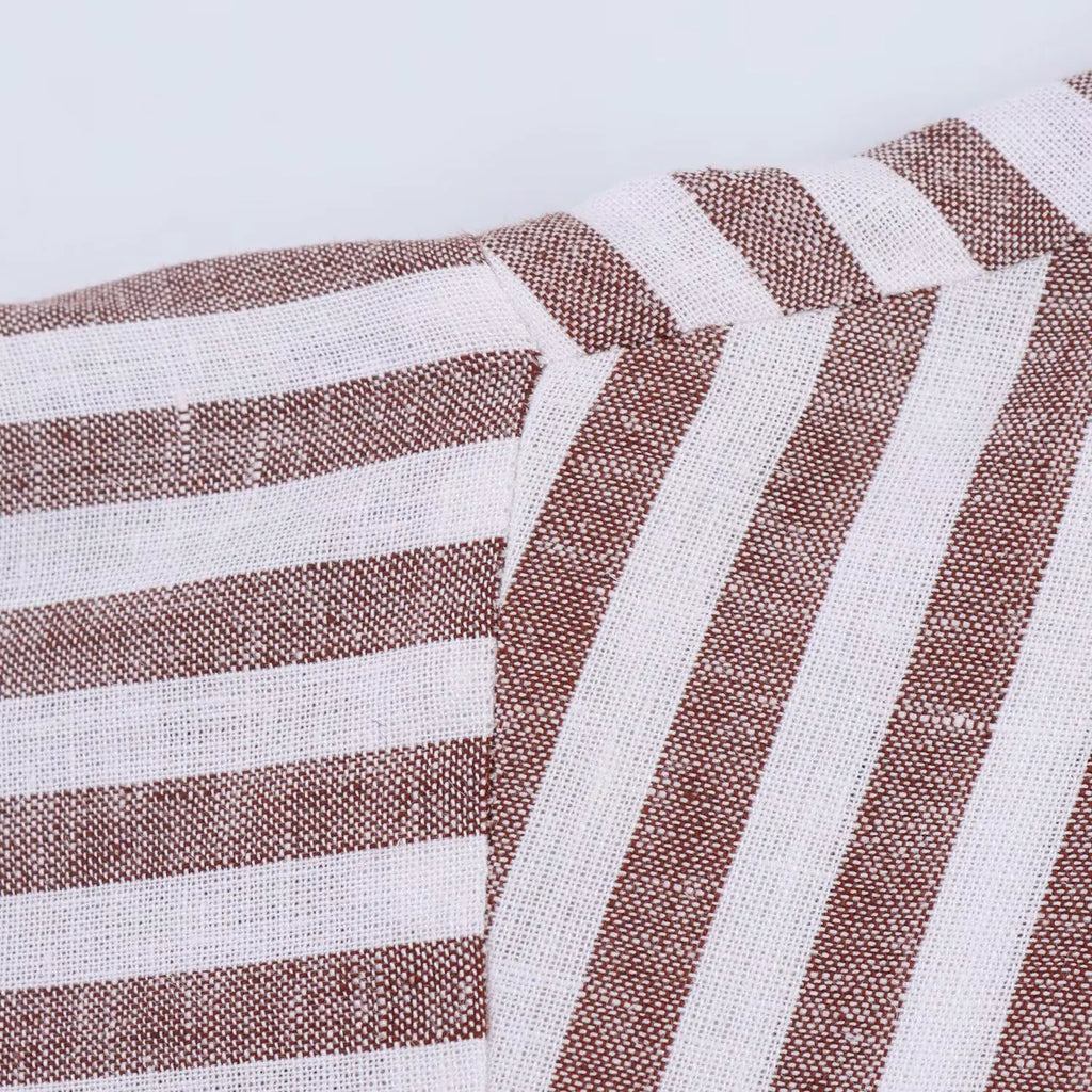 Women's Collared Shirt with Wide Sleeves Simple Striped Single Breasted Stylish Spring Top