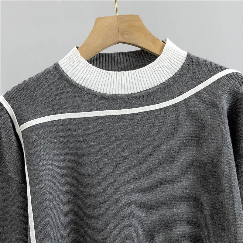 Knitted Casual Two Piece Set for Women Featuring Long Sleeve Pullover Sweater and Stylish Pants Suit