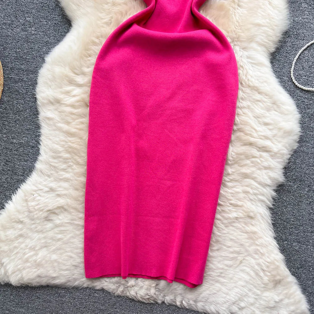 Pearl Design Knitted Bodycon Dress For Party And Streetwear