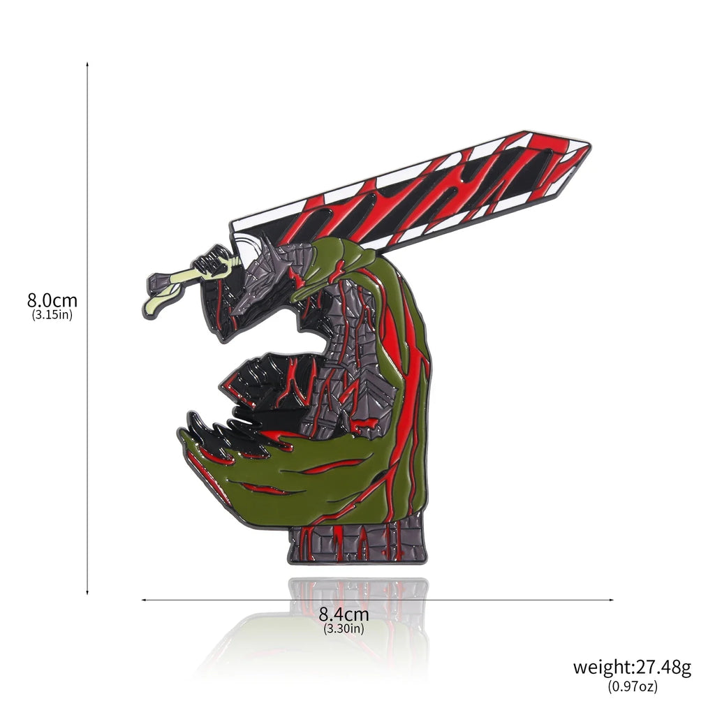 Anime Red Skull Keychain Berserk Warrior Griffith Guts Keyring Cosplay Prop Gift for Men and Women