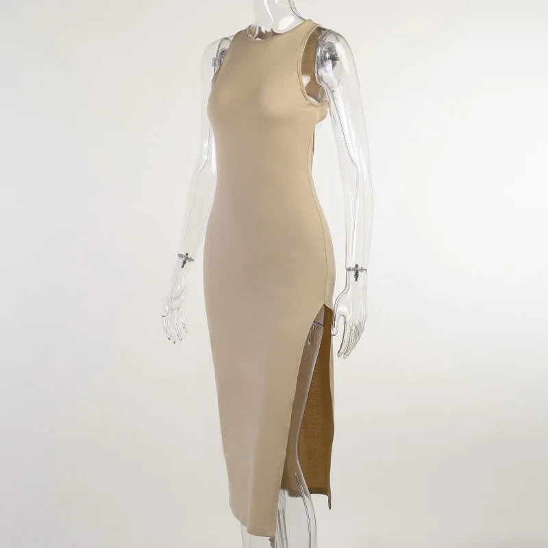 Y2K Backless Party Dress Women Wrap Bodycon Slit Evening