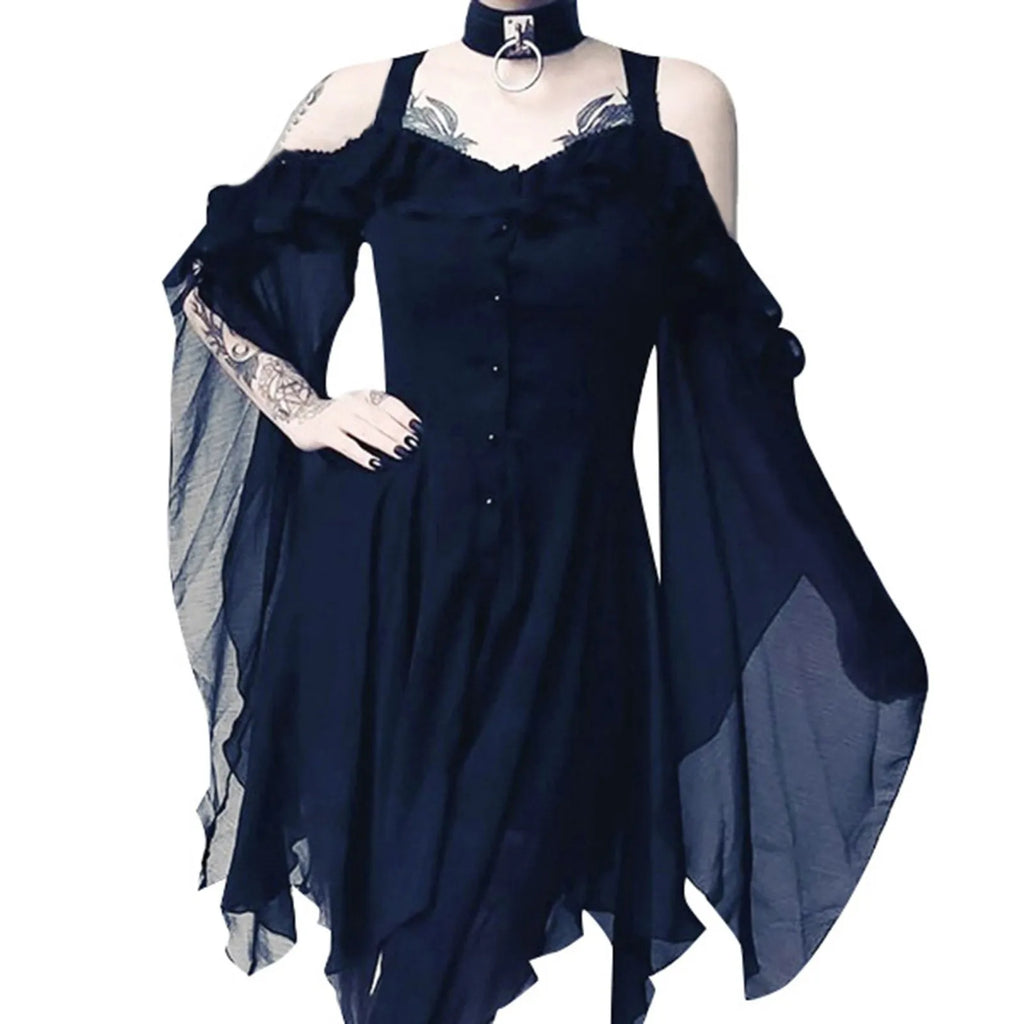 Plus Size Gothic Dress Wrap With Off Shoulder Ruffles