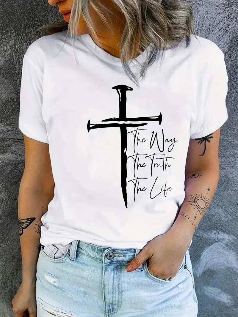 Love Like Jesus Graphic T-Shirt for Women, Short Sleeve Casual Crew Neck Top for Summer and Spring