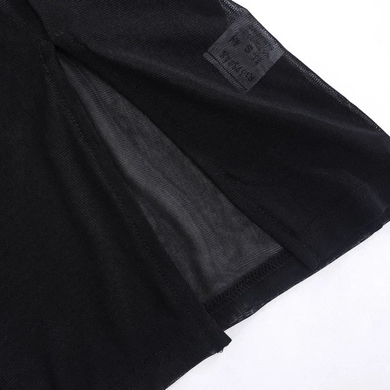 Slim Fit Sheer Dress For Women Lace Up Long Sleeve Fashion