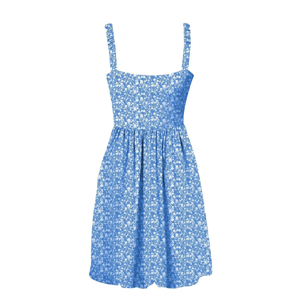 Sleeveless Summer Square Neck Dress With Pockets High Waisted