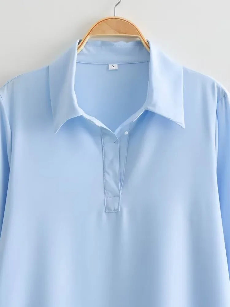 Green Embroidery Shirt Dress With Cuffed Sleeves Split Hem